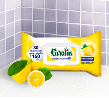 Carolin Lingettes Ultra-Dégraissantes au Citron